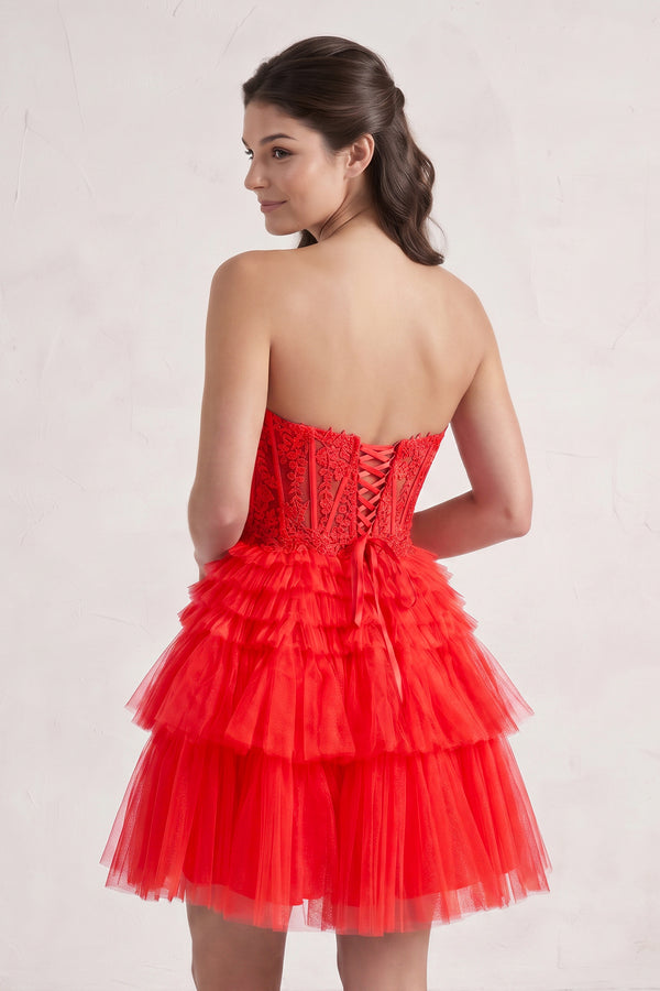 Red Ivy| A Line Sweetheart Homecoming Dress with Ruffles (2) | KISSPROM