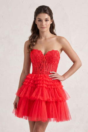 Red Ivy| A Line Sweetheart Homecoming Dress with Ruffles | KISSPROM