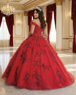 Red Off the Shoulder Puffy Quinceanera Dresses (2) | KISSPROM
