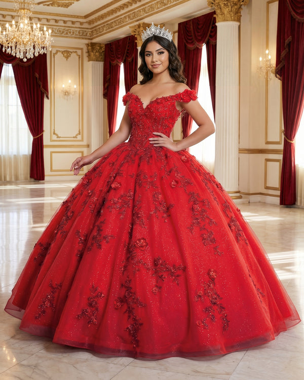 Red Off the Shoulder Puffy Quinceanera Dresses | KISSPROM