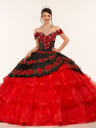 Red Off the Shoulder Quinceanera Dresses with Appliques - KissProm