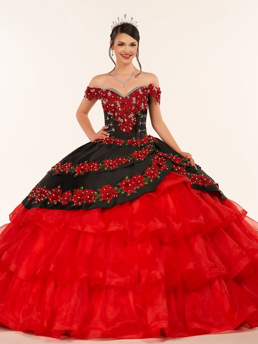 Red Off the Shoulder Quinceanera Dresses with Appliques - KissProm