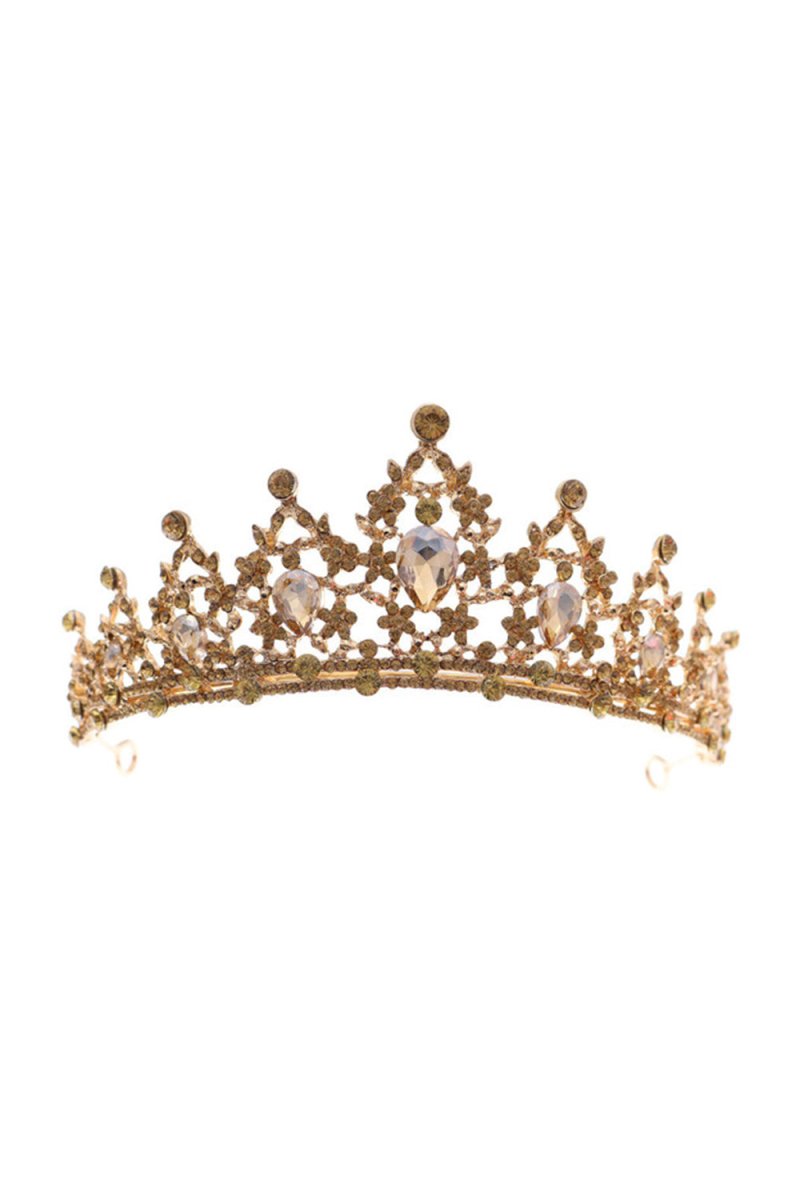 Women’s Gold Princess Rhinestone Crowns - KissProm