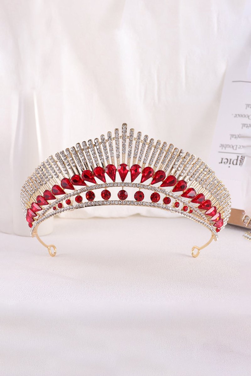 Red Rhinestone Bridal Tiara - KissProm