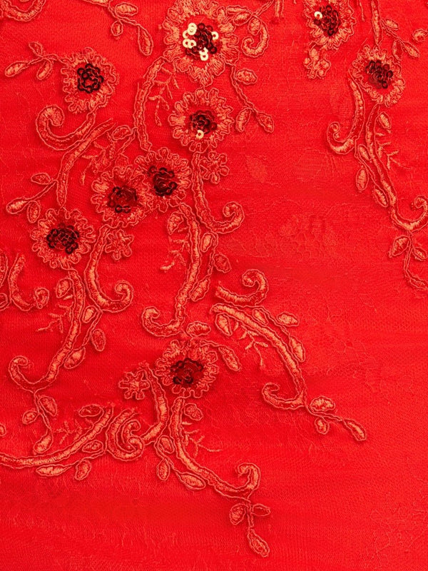 Scarlett | Red Sheath Beaded Flowers Homecoming Dress