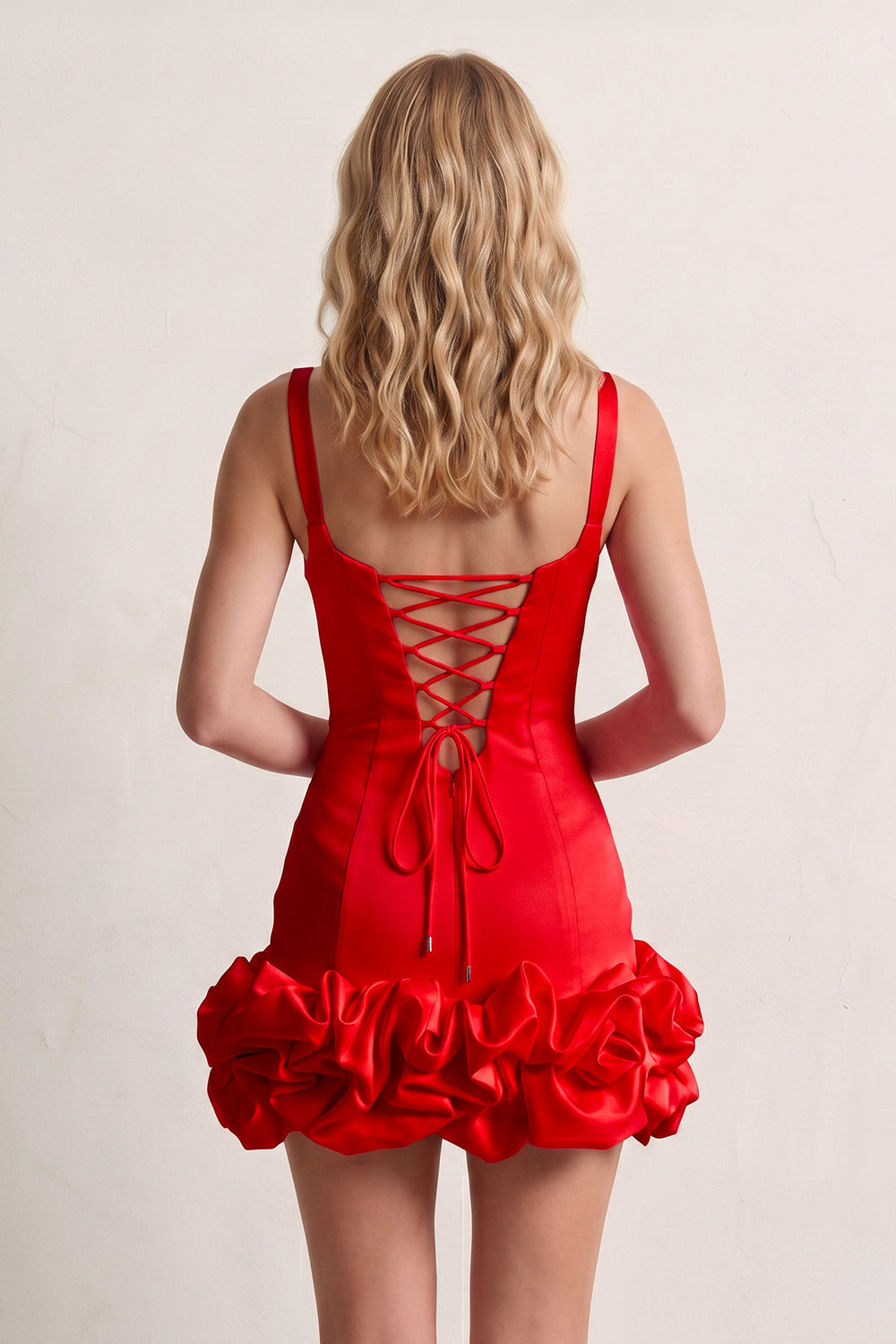 Red Sheath Spandex Ruched V Neck Homecoming Dresses with Ruffles | KISSPROM