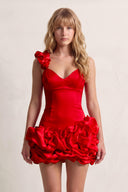 Red Sheath Spandex Ruched V Neck Homecoming Dresses with Ruffles | KISSPROM