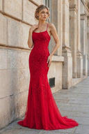Mermaid Spaghetti Straps Lace Prom Dress - KissProm