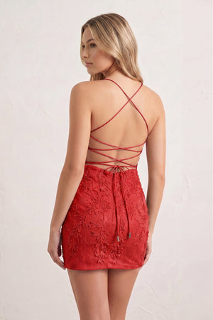 Sheath Spaghetti Straps Lace Short Homecoming Dresses