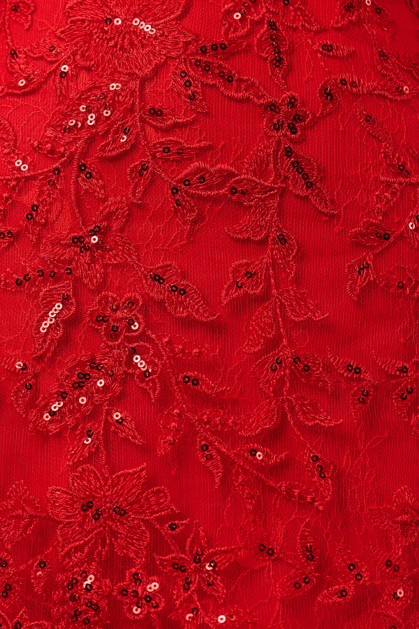 Red Spaghetti Straps Bodycon Sequin Mini Homecoming Dresses With Keyhole (4) | KISSPROM