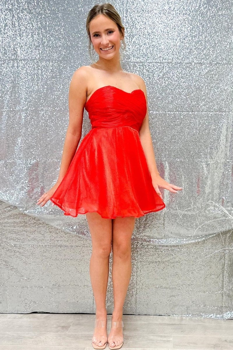Red Strapless A-Line Short Homecoming Dress Red Strapless A-Line Short Homecoming Dress