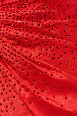 Red Strapless Satin Bodycon Short Homecoming Dresses With Beading (6) | KISSPROM