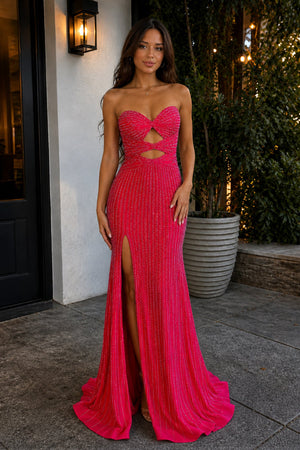 Red Sweetheart Mermaid Satin Long Party Dress With Beading | KISSPROM