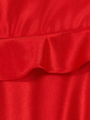 Red Sweetheart Satin Ruffles Short Homecoming Dresses - KISSPROM