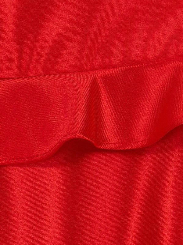 Red Sweetheart Satin Ruffles Short Homecoming Dresses - KISSPROM