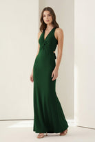 Reed | Pink - Halter Mermaid Pleated Open Back Long Prom Dresses - KissProm