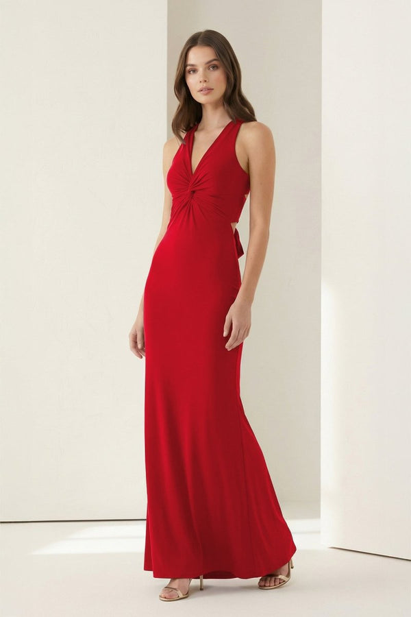 Reed | Pink - Halter Mermaid Pleated Open Back Long Prom Dresses - KissProm