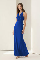 Reed | Pink - Halter Mermaid Pleated Open Back Long Prom Dresses - KissProm