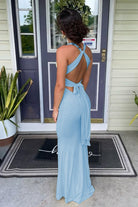 Reed | Pink - Halter Mermaid Pleated Open Back Long Prom Dresses - KissProm