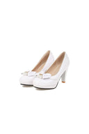 Retro Bow Pearl High Heels Shoes - KissProm