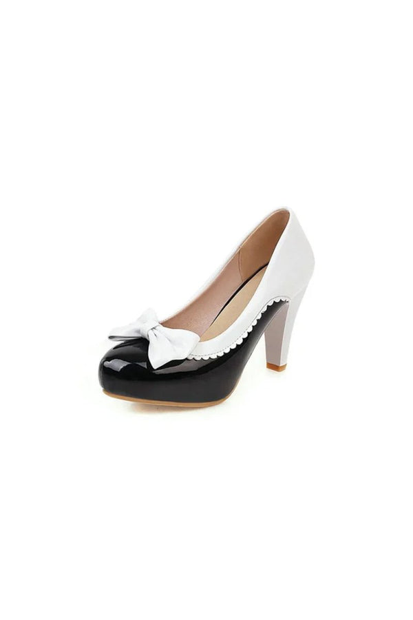 Retro Bowknot High Heels Shoes - KissProm