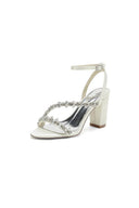 Rhinestone Beaded Ankle Straps Chunky Wedding Shoes - KissProm
