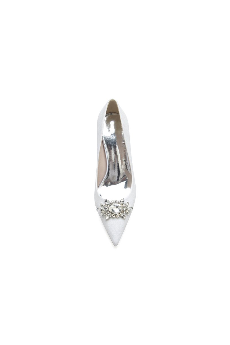 Rhinestone Beaded Glitter Pointed Toe Stiletto Heels - KissProm