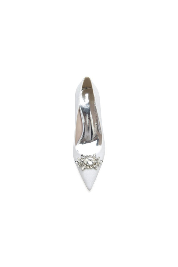 Rhinestone Beaded Glitter Pointed Toe Stiletto Heels - KissProm