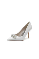 Rhinestone Beaded Glitter Pointed Toe Stiletto Heels - KissProm