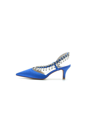 Rhinestone Beaded Pointed Toe High Heels - KissProm