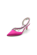 Rhinestone Beaded Pointed Toe High Heels - KissProm