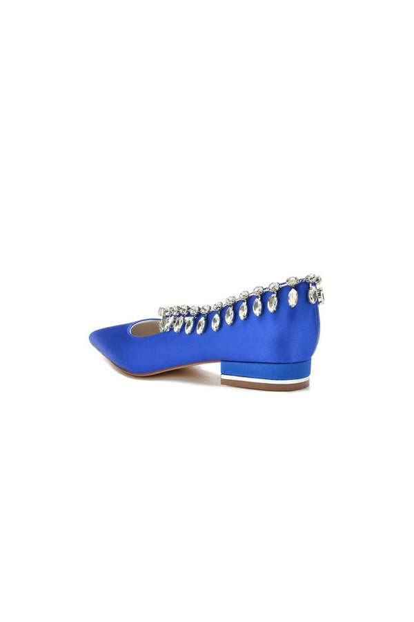 Rhinestone Beaded Pointed Toe Kitten Heels - KissProm
