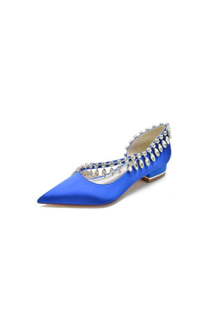 Rhinestone Beaded Pointed Toe Kitten Heels - KissProm