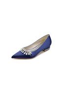 Rhinestone Cocktail Pointed Toe Flats - KissProm