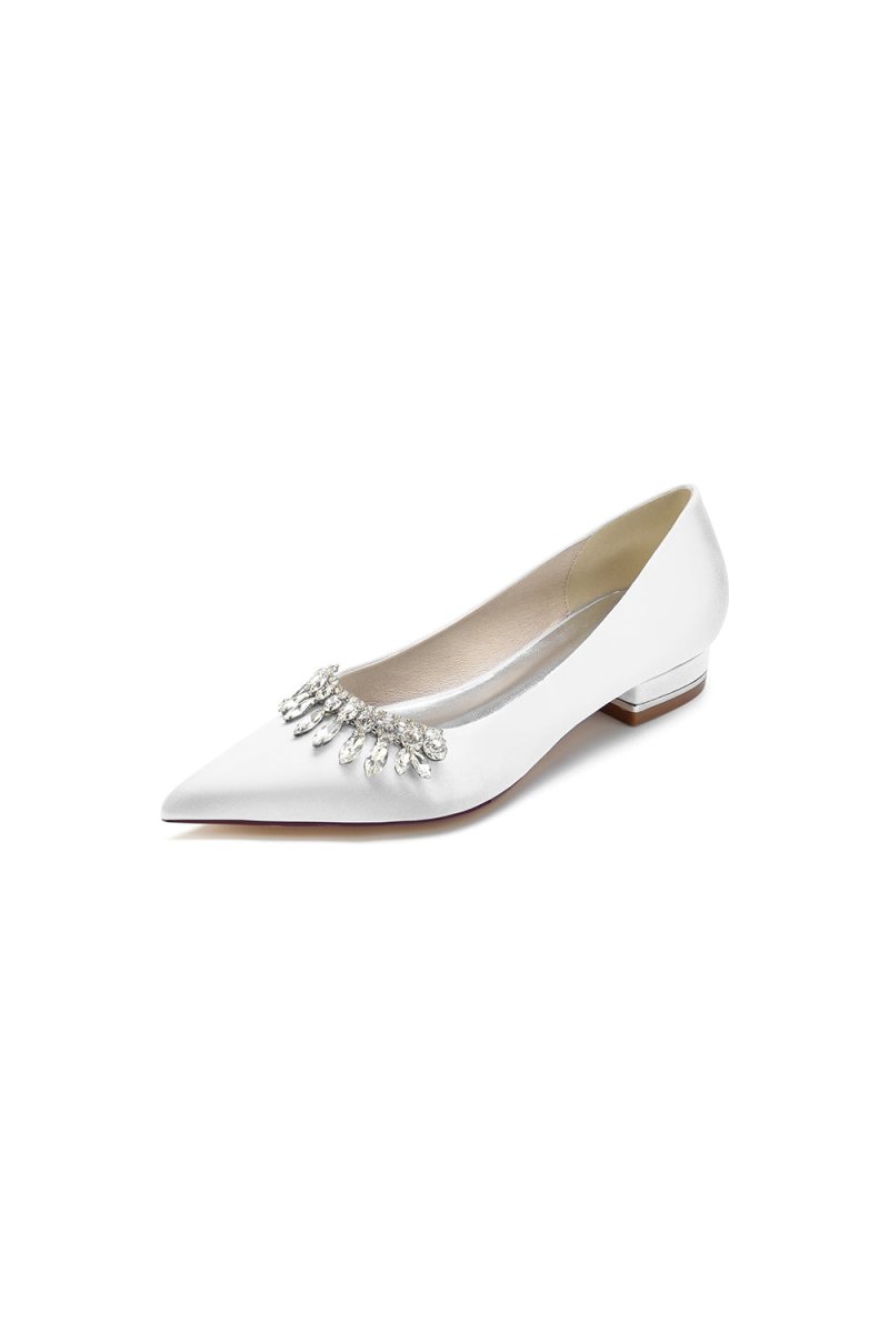 Rhinestone Cocktail Pointed Toe Flats - KissProm