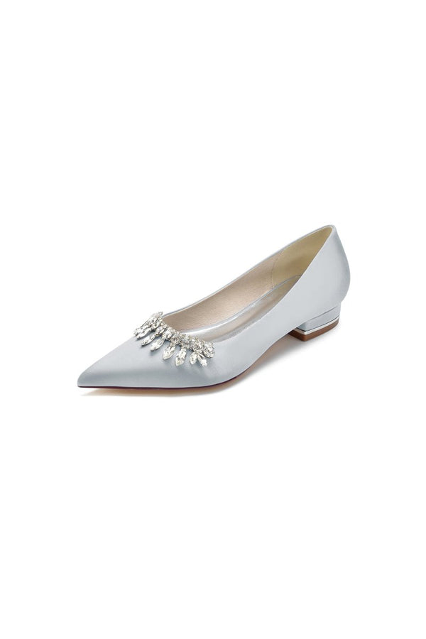 Rhinestone Cocktail Pointed Toe Flats - KissProm
