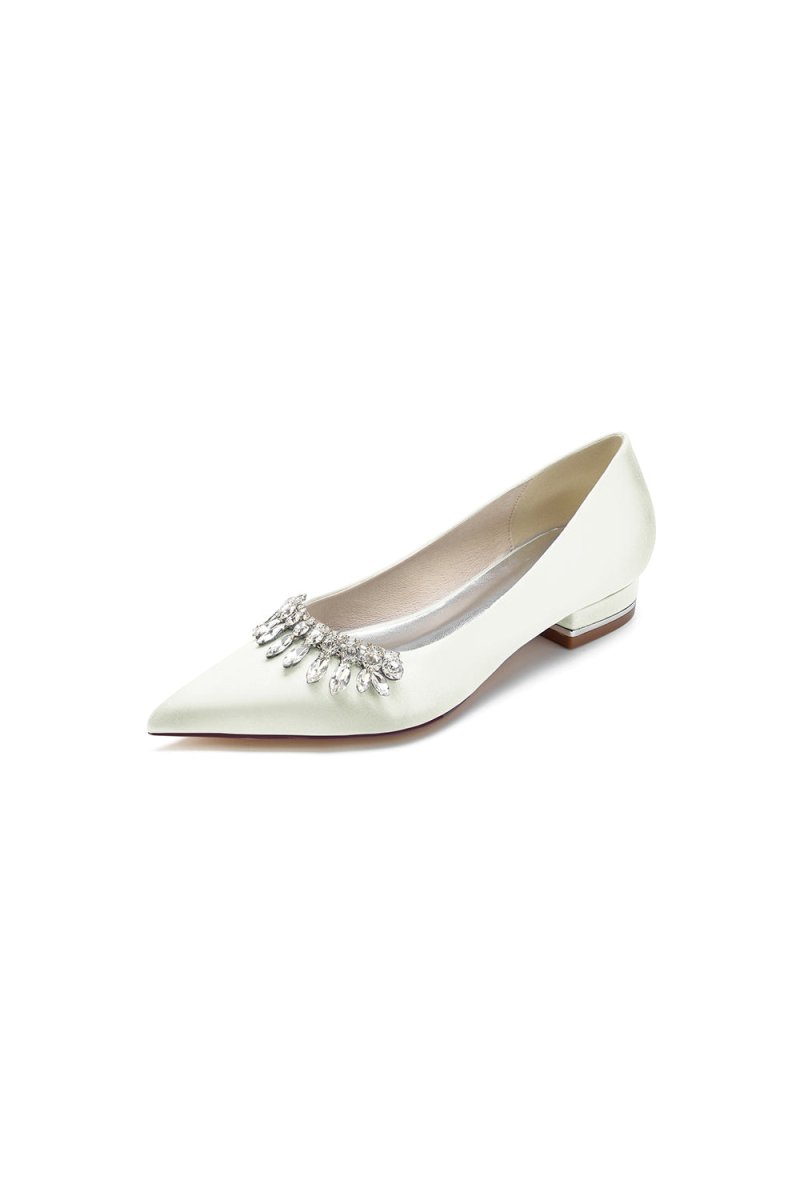 Rhinestone Cocktail Pointed Toe Flats - KissProm