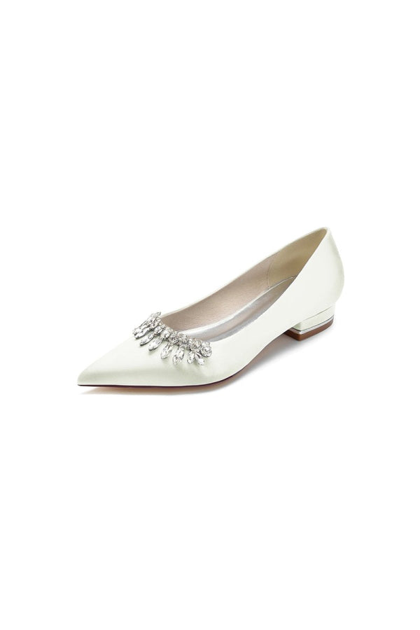 Rhinestone Cocktail Pointed Toe Flats - KissProm