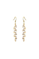 Rhinestone Leaf Dangle Earrings Crystal Drop - KissProm
