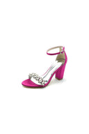 Open Toe Chunky Heels with Rhinestone - KissProm