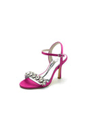Rhinestone Open Toe Stiletto Heels - KissProm