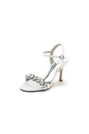 Rhinestone Open Toe Stiletto Heels - KissProm