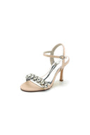 Rhinestone Open Toe Stiletto Heels - KissProm
