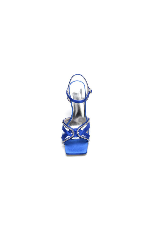 Rhinestone Open Toe Stiletto Heels - KissProm