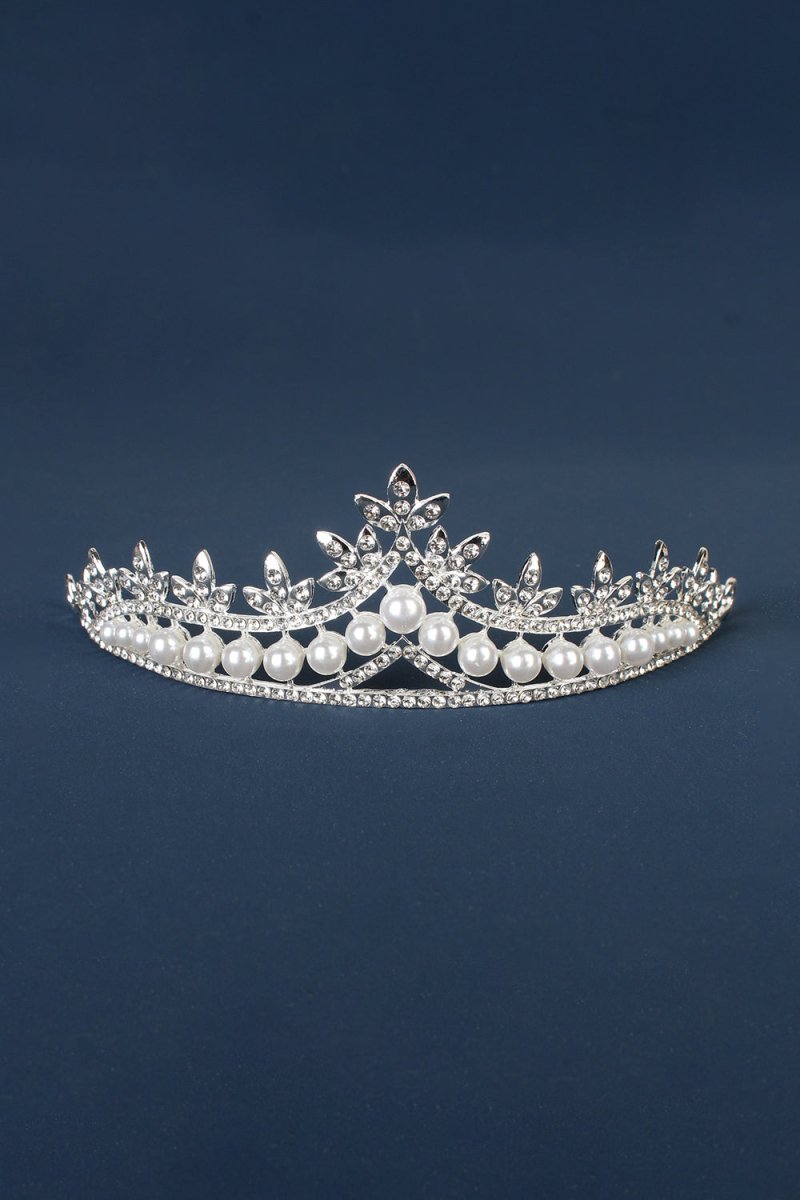 Rhinestone Pearl Wedding Tiara - KissProm