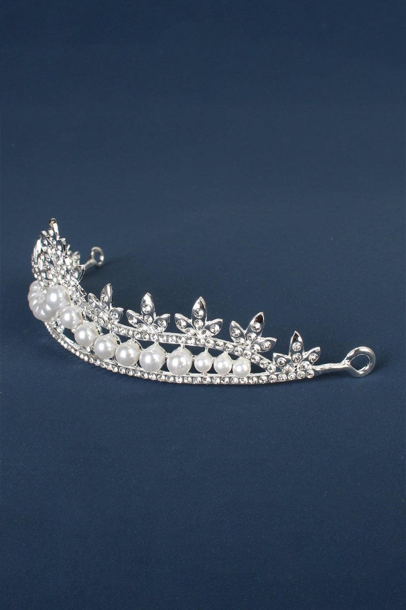Rhinestone Pearl Wedding Tiara - KissProm