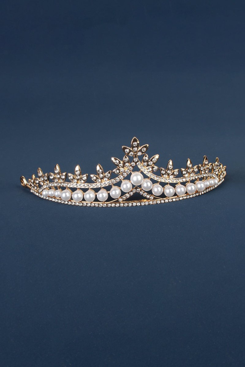 Rhinestone Pearl Wedding Tiara - KissProm