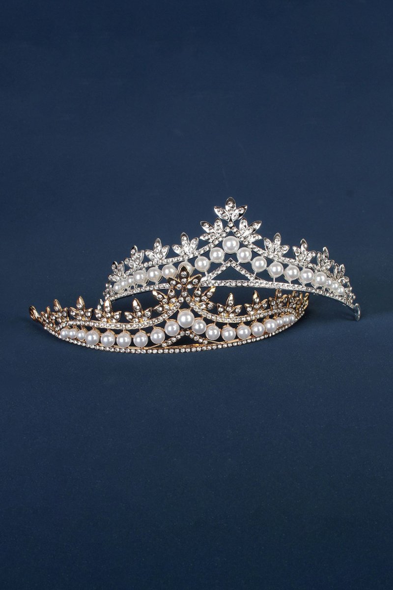 Rhinestone Pearl Wedding Tiara - KissProm