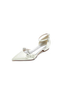 Rhinestone Pointed Toe Kitten Heels With Bow - KissProm