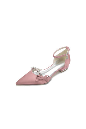 Rhinestone Pointed Toe Kitten Heels With Bow - KissProm